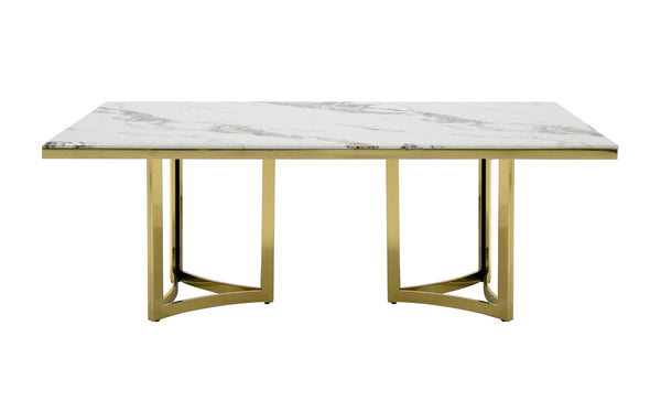 Modrest Loomis White Marble & Gold Dining Table Model VGZAT1301
