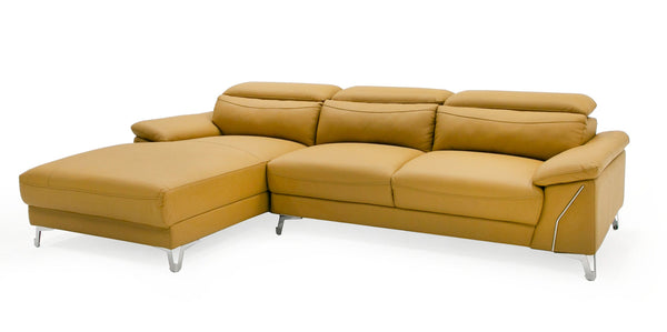Divani Casa Sura Modern Camel Leather Left Facing Sectional Sofa Model VGBNS-1812-CML-LAF