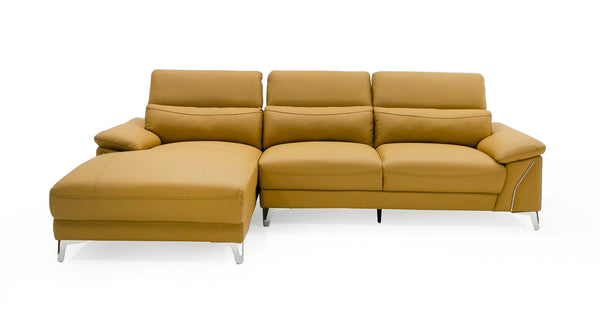 Divani Casa Sura Modern Camel Leather Left Facing Sectional Sofa Model VGBNS-1812-CML-LAF