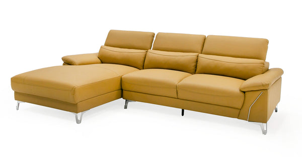 Divani Casa Sura Modern Camel Leather Left Facing Sectional Sofa Model VGBNS-1812-CML-LAF