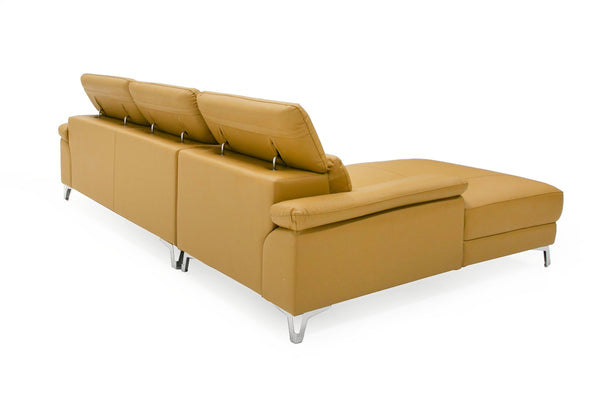Divani Casa Sura Modern Camel Leather Left Facing Sectional Sofa Model VGBNS-1812-CML-LAF