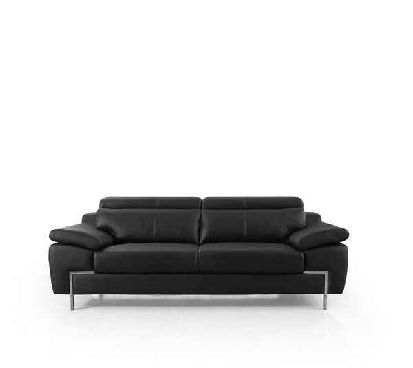 Divani Casa Grange Modern Black Leather Sofa Set Model VGBNS-2116-SET-BLK