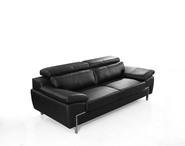 Divani Casa Grange Modern Black Leather Sofa Set Model VGBNS-2116-SET-BLK
