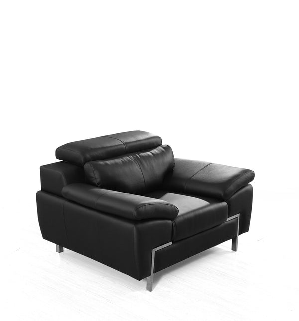 Divani Casa Grange Modern Black Leather Sofa Set Model VGBNS-2116-SET-BLK