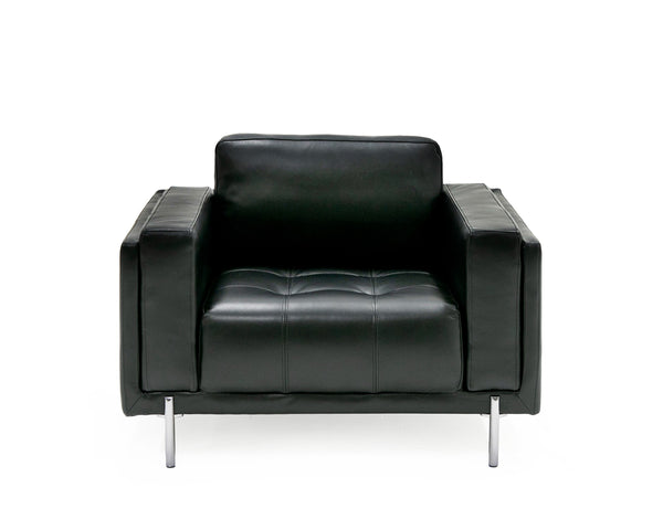 Divani Casa Schmidt Modern Black Leather Chair Model VGKK-KF.7020-CHR-BLK