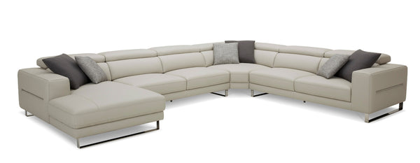 Divani Casa Hawkey Contemporary Light Grey Leather Laf Chaise Sectional Sofa Model VGKK-KF1066-LG-LAF