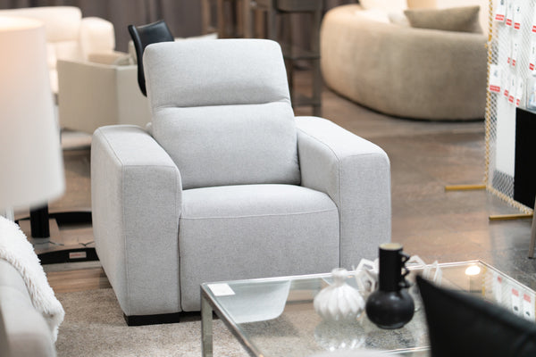 Divani Casa Bode Modern Grey Fabric Recliner Chair Model VGMB-R211-P1-CHR-M31