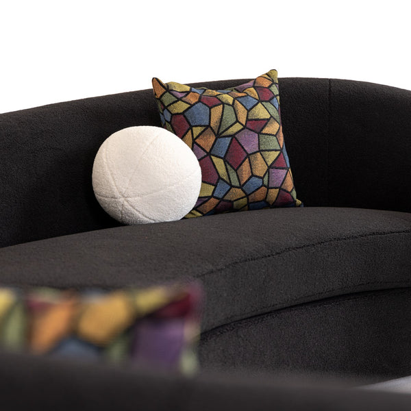 Kilmer Modern Black Curved Fabric Sectional Sofa