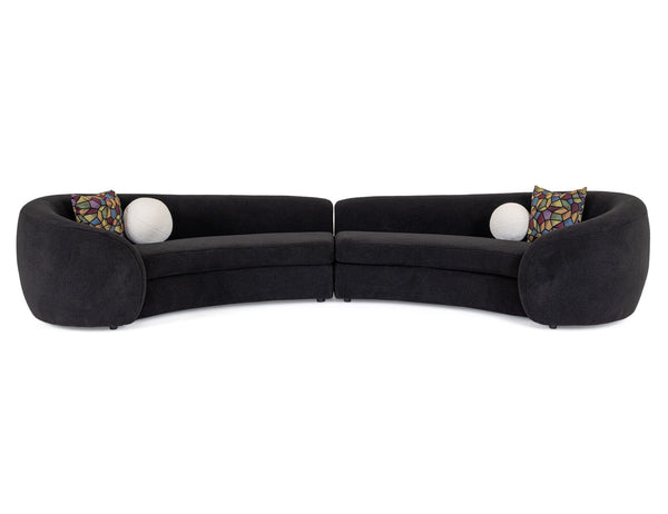 Kilmer Modern Black Curved Fabric Sectional Sofa