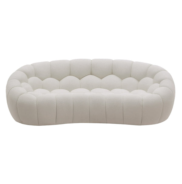 Yolonda Modern Curved Off-White Fabric Loveseat