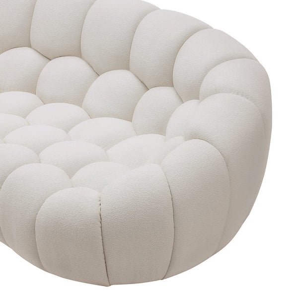 Yolonda Modern Curved Off-White Fabric Loveseat