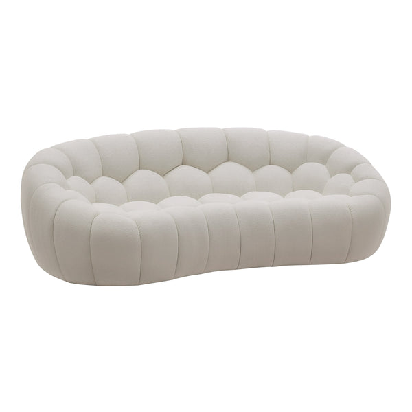 Yolonda Modern Curved Off-White Fabric Loveseat