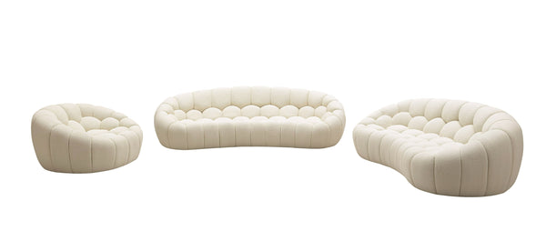 Divani Casa Yolonda Modern Curved Off White Fabric Sofa Set Model VGEV2126C-SET-C-00