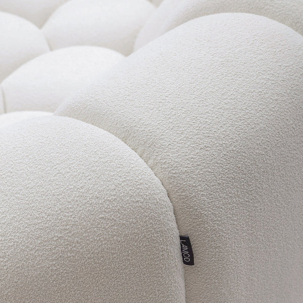 Yolonda Modern Curved Off-White Fabric Loveseat