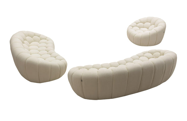 Divani Casa Yolonda Modern Curved Off White Fabric Sofa Model VGEV2126C-SOFA-C-00