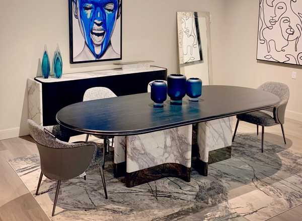 Modrest Renfew Modern Black Oak & Faux Marble Oval Dining Table Model VGVCT2203-DT