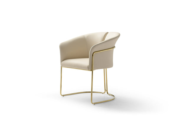 Modrest Renfew Modern Beige Vegan Leather & Champagne Gold Dining Chair Model VGVCB2278-BGE