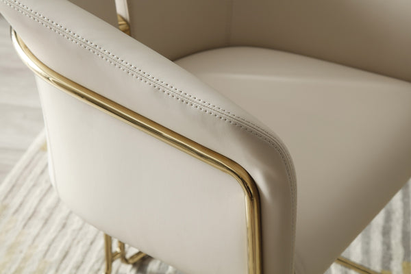Modrest Renfew Modern Beige Vegan Leather & Champagne Gold Dining Chair Model VGVCB2278-BGE