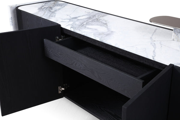 Modrest Broxburn Modern Black Oak & Faux Marble Buffet Model VGVCG2269-OAK
