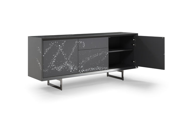 Modrest Hawick Contemporary Dark Grey & Abstract White Paint Buffet Model VGVCG2172-GRY