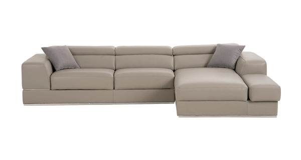 Divani Casa Pella Mini Modern Grey Italian Leather Right Facing Chaise Sectional Sofa Model VGCA5106A-GRY-RAF