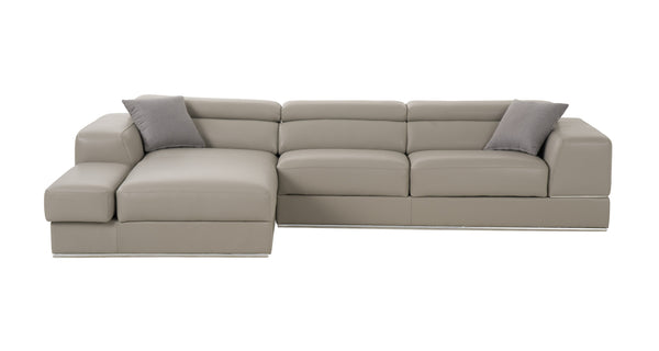 Divani Casa Pella Mini Modern Grey Italian Leather Left Facing Sectional Sofa Model VGCA5106A-GRY-LAF
