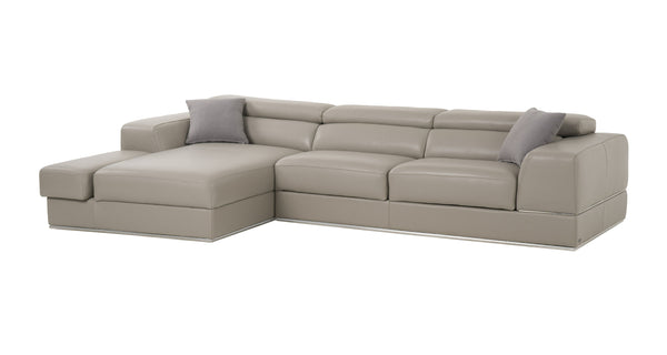 Divani Casa Pella Mini Modern Grey Italian Leather Left Facing Sectional Sofa Model VGCA5106A-GRY-LAF