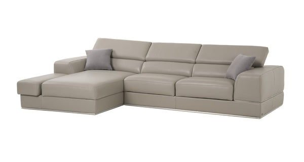 Divani Casa Pella Mini Modern Grey Italian Leather Left Facing Sectional Sofa Model VGCA5106A-GRY-LAF