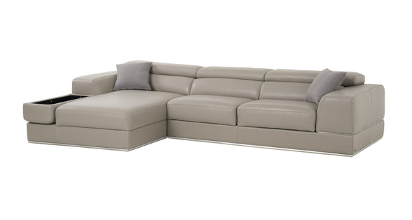 Divani Casa Pella Mini Modern Grey Italian Leather Left Facing Sectional Sofa Model VGCA5106A-GRY-LAF
