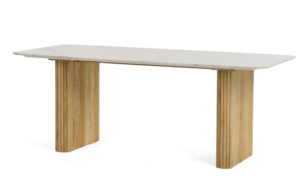 Cambridge White Marble & Mango Rectangular Dining Table
