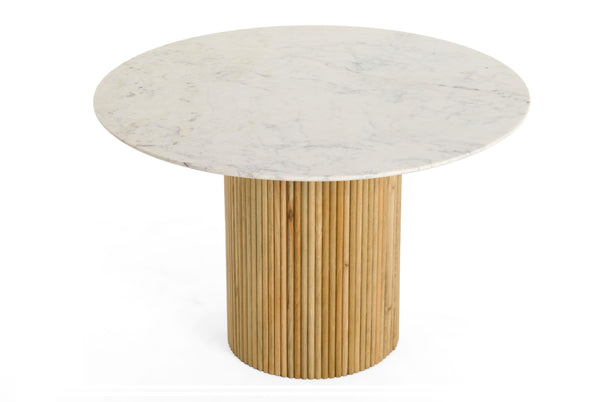 Modrest Cambridge White Marble & Mango Round Dining Table Model VGEDRID112011-RNDDT