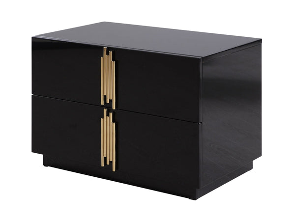 Modrest Token Modern Black & Gold Wide Nightstand Model VGVC-N815-L-BLK