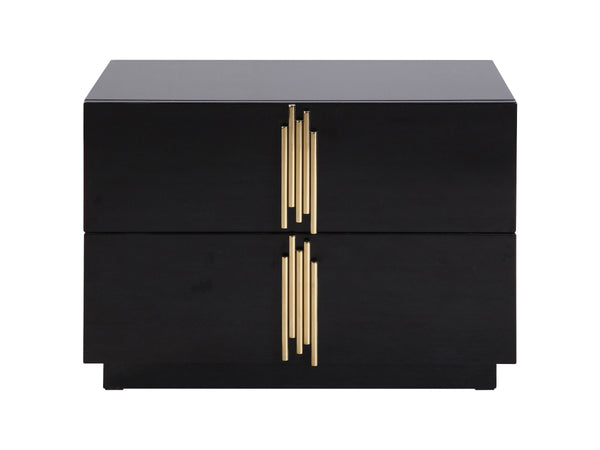 Modrest Token Modern Black & Gold Wide Nightstand Model VGVC-N815-L-BLK