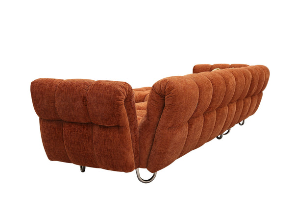 Divani Casa Jacinda Modern Burnt Orange Fabric Left Facing Sectional Sofa & 2 Yellow Pillows Model VGEV-23106-ORG-LAF