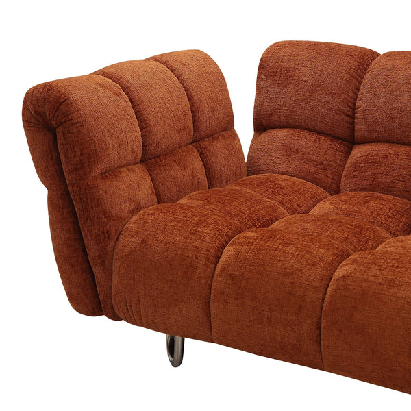 Jacinda Modern Burnt Orange Fabric Right Facing Sectional Sofa + 2 Yellow Pillows