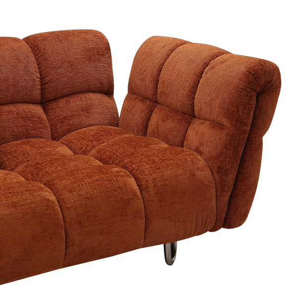 Jacinda Modern Burnt Orange Fabric Left Facing Sectional Sofa + 2 Yellow Pillows