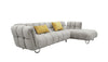 Divani Casa Jacinda Modern Grey Fabric Right Facing Sectional Sofa With 2 Yellow Pillows Model VGEV-23106-GRY-RAF