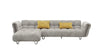 Divani Casa Jacinda Modern Grey Fabric Left Facing Sectional Sofa With 2 Yellow Pillows Model VGEV-23106-GRY-LAF