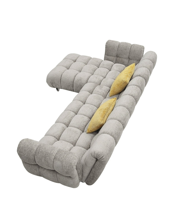 Divani Casa Jacinda Modern Grey Fabric Left Facing Sectional Sofa With 2 Yellow Pillows Model VGEV-23106-GRY-LAF