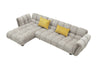 Divani Casa Jacinda Modern Grey Fabric Left Facing Sectional Sofa With 2 Yellow Pillows Model VGEV-23106-GRY-LAF