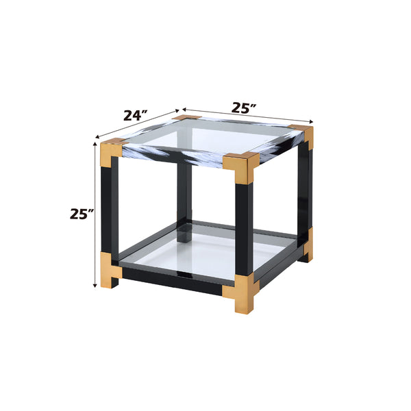 ACME Lafty White Brushed & Clear Glass End Table Model 81002