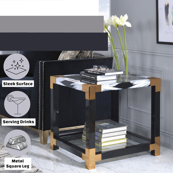 ACME Lafty White Brushed & Clear Glass End Table Model 81002