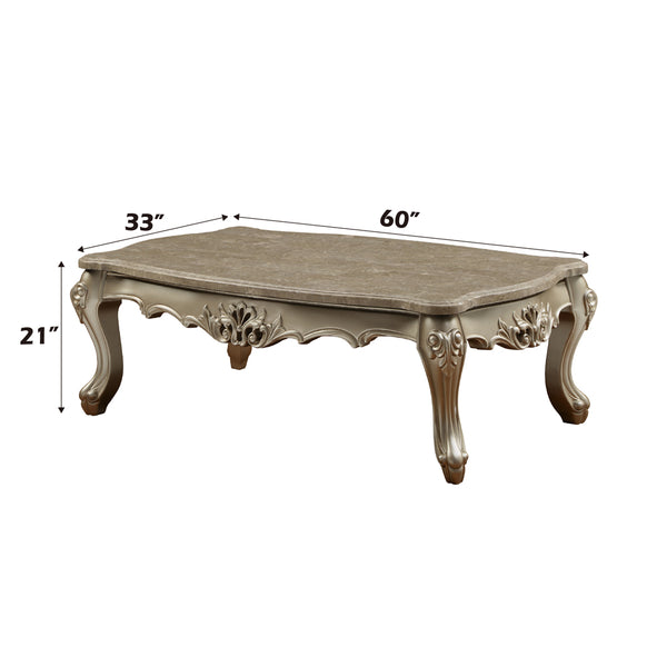 ACME Ranita Marble Top & Champagne Coffee Table Model 81040