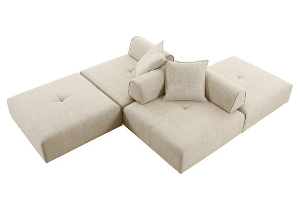 Divani Casa Mondo Modern Modular Beige Fabric Armless Seat Model VGOD-ZW-22033-BGE