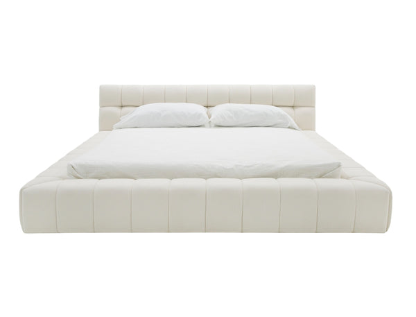 Divani Casa Tyree Modern Tufted Off White Fabric Bed Model VGOD-DY-22116-BED