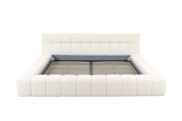 Divani Casa Tyree Modern Tufted Off White Fabric Bed Eastern Model VGOD-DY-22116-BED-EK