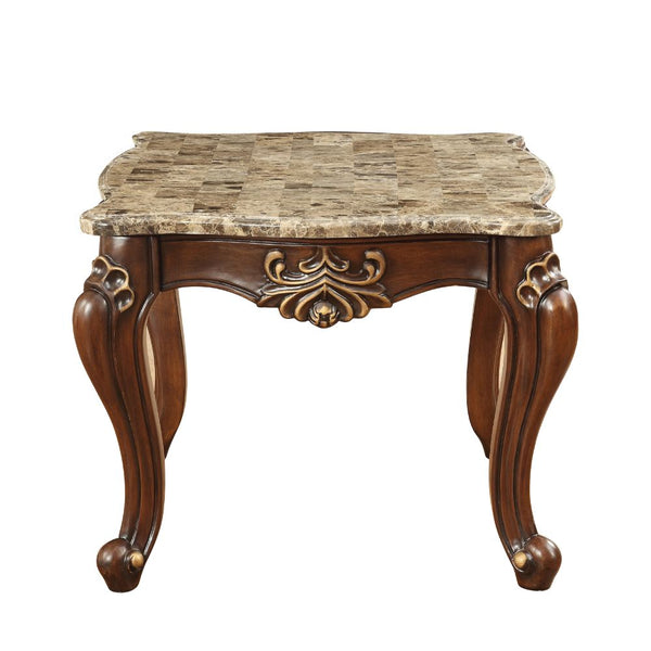ACME Shalisa Marble Top & Walnut End Table Model 81052