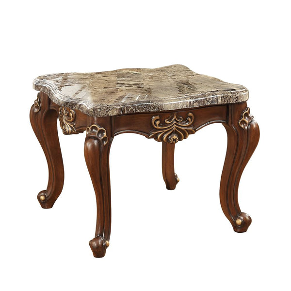 ACME Shalisa Marble Top & Walnut End Table Model 81052