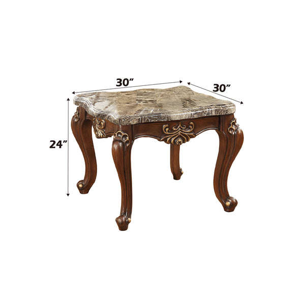 ACME Shalisa Marble Top & Walnut End Table Model 81052