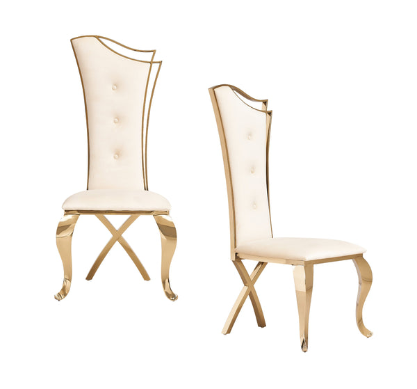 Modrest Bonnie Modern Beige Velvet & Champagne Gold Dining Chair (Set Of 2) Model VGZA-Y906-BGE-GLD
